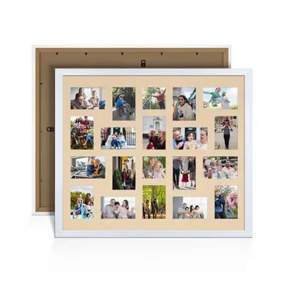 White Colour Multi Aperture Photo Frame 6X4 (x18) and 4X4 (x2) Pictures – Collage Wall Frame for Family Photos – 80x70cm Picture Frame Size
