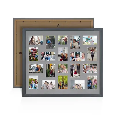 Dark Grey Colour Multi Aperture Photo Frame 6X4 (x18) and 4X4 (x2) Pictures – Collage Wall Frame For Loved Ones Photos – 80x70cm Frame Size