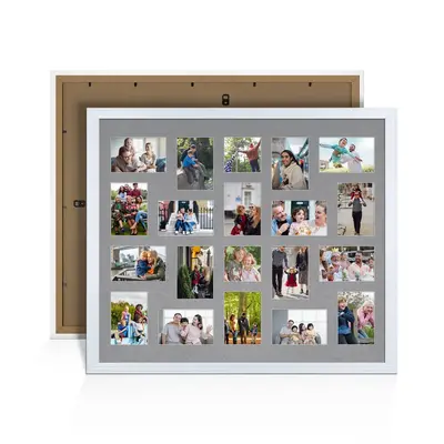 White Colour Multi Aperture Photo Frame 6X4 (x18) and 4X4 (x2) Pictures – Collage Wall Frame For Family Photos – 80x70cm Picture Frame Size