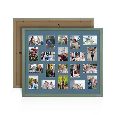 Green Colour Multi Aperture Photo Frame 6X4 (x18) and 4X4 (x2) Pictures – Collage Wall Frame for Family Photos – 80x70cm Picture Frame Size