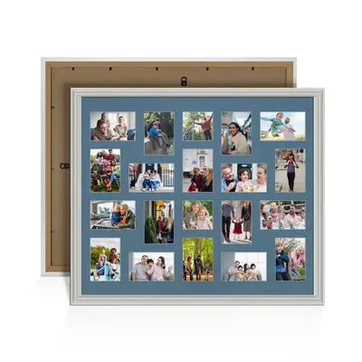 Light Grey Colour Multi Aperture Photo Frame 6X4 (x18) and 4X4 (x2) Pictures – Collage Wall Frame For Loved Ones Photos – 80x70cm Frame Size