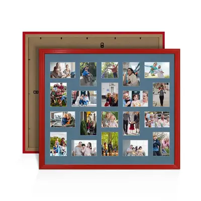 Red Colour Multi Aperture Photo Frame 6X4 (x18) and 4X4 (x2) Pictures – Collage Wall Frame For Loved Ones Photos – 80x70cm Frame Size