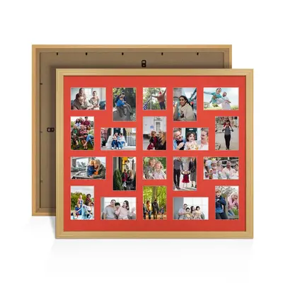 Country Pine Colour Multi Aperture Photo Frame 6X4 (x18) and 4X4 (x2) Pictures – Collage Wall Frame For Family Photos – 80x70cm Picture Frame Size
