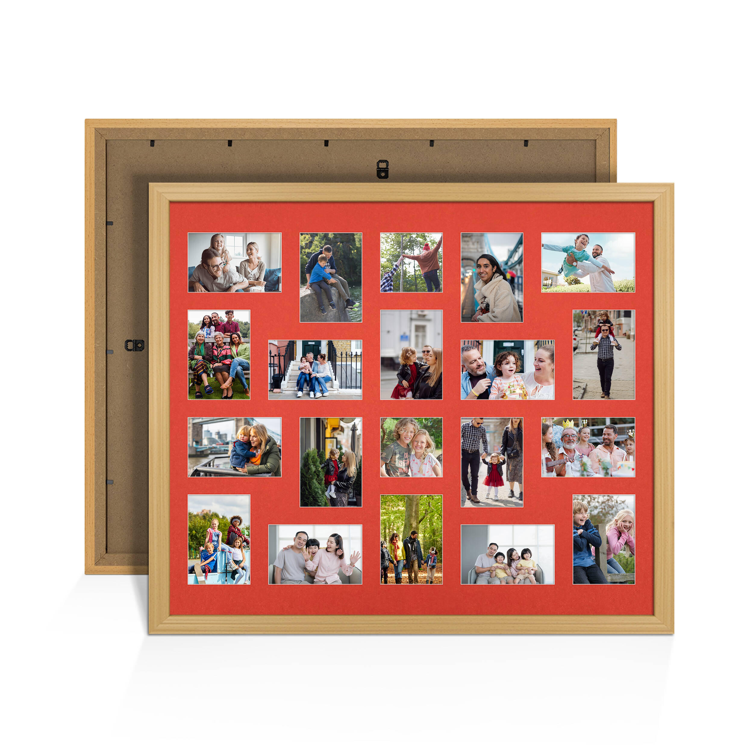 Country Pine Colour Multi Aperture Photo Frame 6X4 (x18) and 4X4 (x2) Pictures – Collage Wall Frame For Family Photos – 80x70cm Picture Frame Size