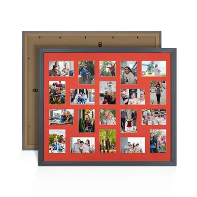 Dark Grey Colour Multi Aperture Photo Frame 6X4 (x18) and 4X4 (x2) Pictures – Collage Wall Frame For Loved Ones Photos – 80x70cm Frame Size