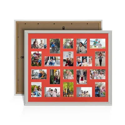 Light Grey Colour Multi Aperture Photo Frame 6X4 (x18) and 4X4 (x2) Pictures – Collage Wall Frame For Loved Ones Photos – 80x70cm Frame Size