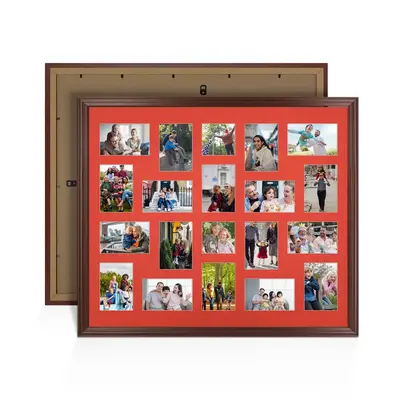 Rose Wood Colour Multi Aperture Photo Frame 6X4 (x18) and 4X4 (x2) Pictures – Collage Wall Frame For Loved Ones Photos – 80x70cm Frame Size