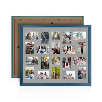 Navy Blue Colour Multi Aperture Photo Frame 6X4 (x18) and 4X4 (x2) Pictures – Collage Wall Frame For Loved Ones Photos – 80x70cm Frame Size
