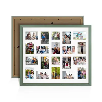 Green Colour Multi Aperture Photo Frame 6X4 (x18) and 4X4 (x2) Pictures – Collage Wall Frame For Loved Ones Photos – 80x70cm Frame Size