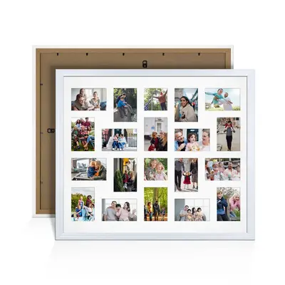 White Colour Multi Aperture Photo Frame 6X4 (x18) and 4X4 (x2) Pictures – Collage Wall Frame for Family Photos – 80x70cm Picture Frame Size