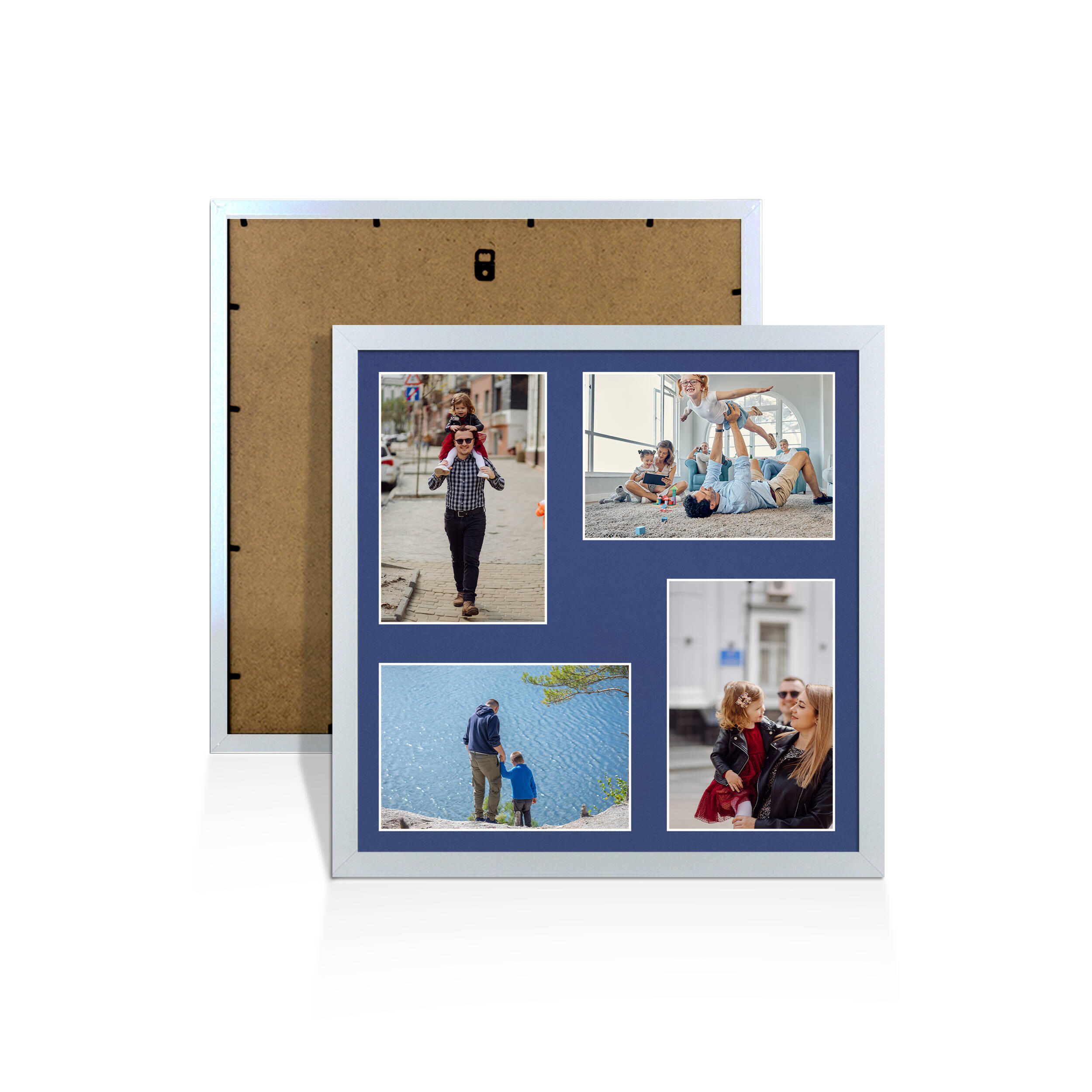 Silver Colour Multi Aperture Photo Frame 6X4 (x4) Pictures – Collage Wall Frame For Loved Ones Photos – 12x12 Frame Size