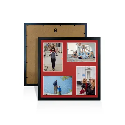 Black Colour Multi Aperture Photo Frame 6X4 (x4) Pictures – Collage Wall Frame For Loved Ones Photos – 12x12 Frame Size