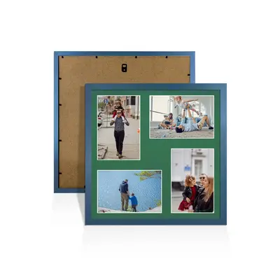 Navy Blue Colour Multi Aperture Photo Frame 6X4 (x4) Pictures – Collage Wall Frame for Family Photos – 12x12 Picture Frame Size
