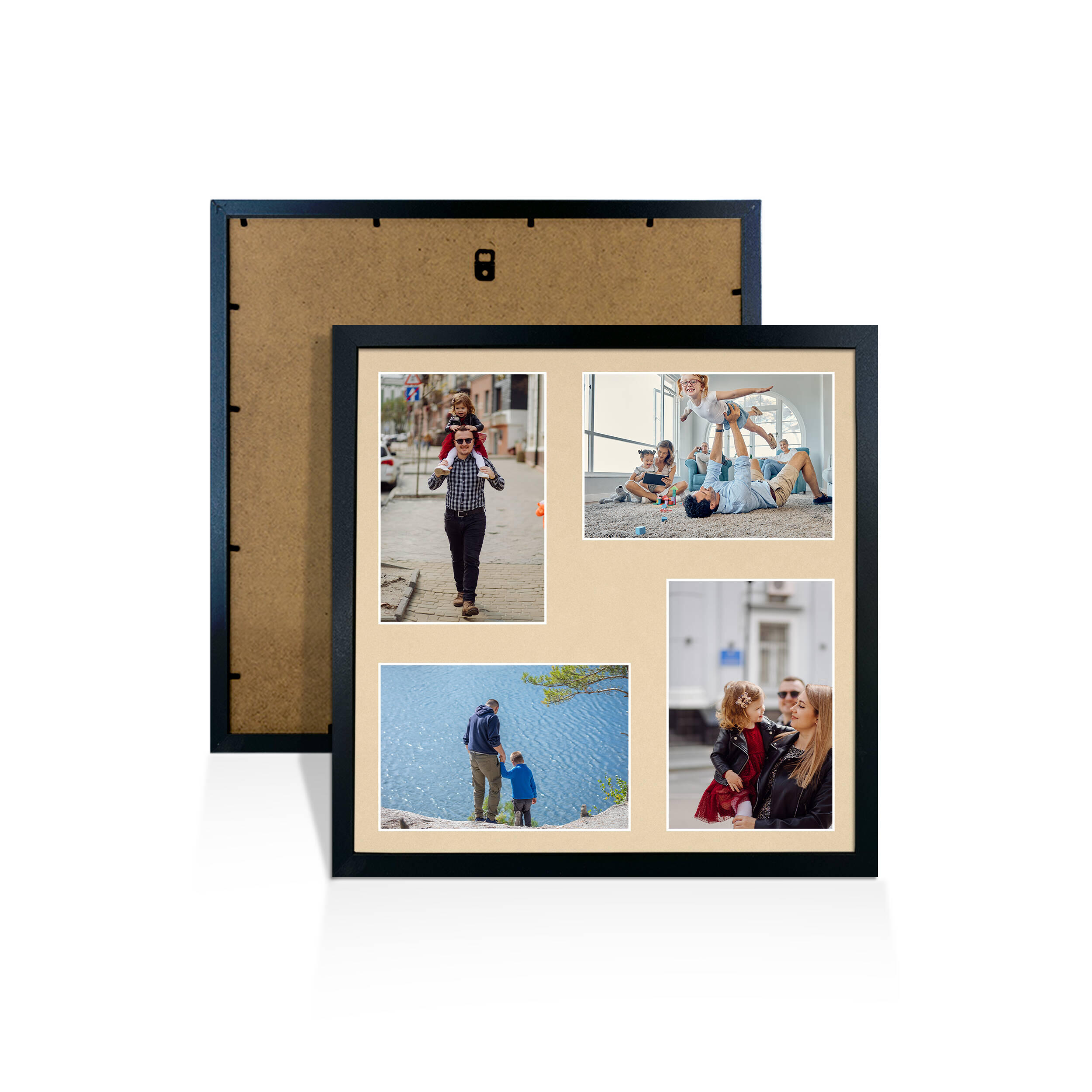 Black Colour Multi Aperture Photo Frame 6X4 (x4) Pictures – Collage Wall Frame For Family Photos – 12x12 Picture Frame Size