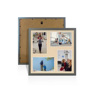 Dark Grey Colour Multi Aperture Photo Frame 6X4 (x4) Pictures – Collage Wall Frame For Loved Ones Photos – 12x12 Frame Size
