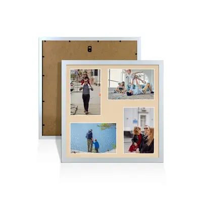 Silver Colour Multi Aperture Photo Frame 6X4 (x4) Pictures – Collage Wall Frame for Family Photos – 12x12 Picture Frame Size