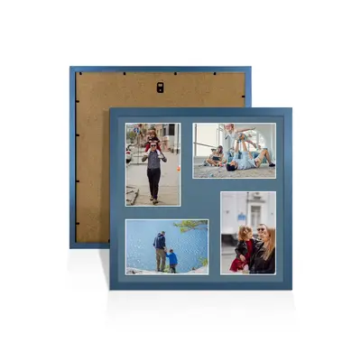 Navy Blue Colour Multi Aperture Photo Frame 6X4 (x4) Pictures – Collage Wall Frame for Family Photos – 12x12 Picture Frame Size
