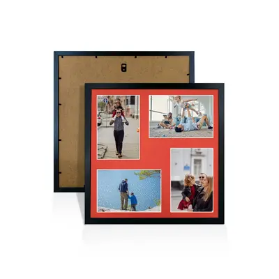 Black Colour Multi Aperture Photo Frame 6X4 (x4) Pictures – Collage Wall Frame for Family Photos – 12x12 Picture Frame Size