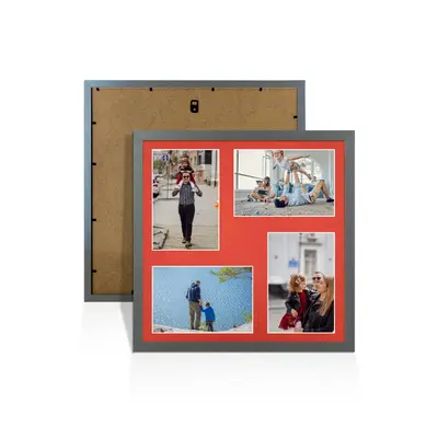 Dark Grey Colour Multi Aperture Photo Frame 6X4 (x4) Pictures – Collage Wall Frame For Loved Ones Photos – 12x12 Frame Size
