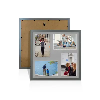 Dark Grey Colour Multi Aperture Photo Frame 6X4 (x4) Pictures – Collage Wall Frame For Loved Ones Photos – 12x12 Frame Size