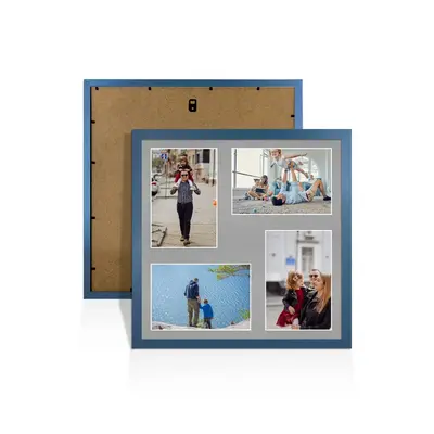 Navy Blue Colour Multi Aperture Photo Frame 6X4 (x4) Pictures – Collage Wall Frame For Family Photos – 12x12 Picture Frame Size