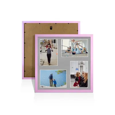 Pastel Pink Colour Multi Aperture Photo Frame 6X4 (x4) Pictures – Collage Wall Frame for Family Photos – 12x12 Picture Frame Size