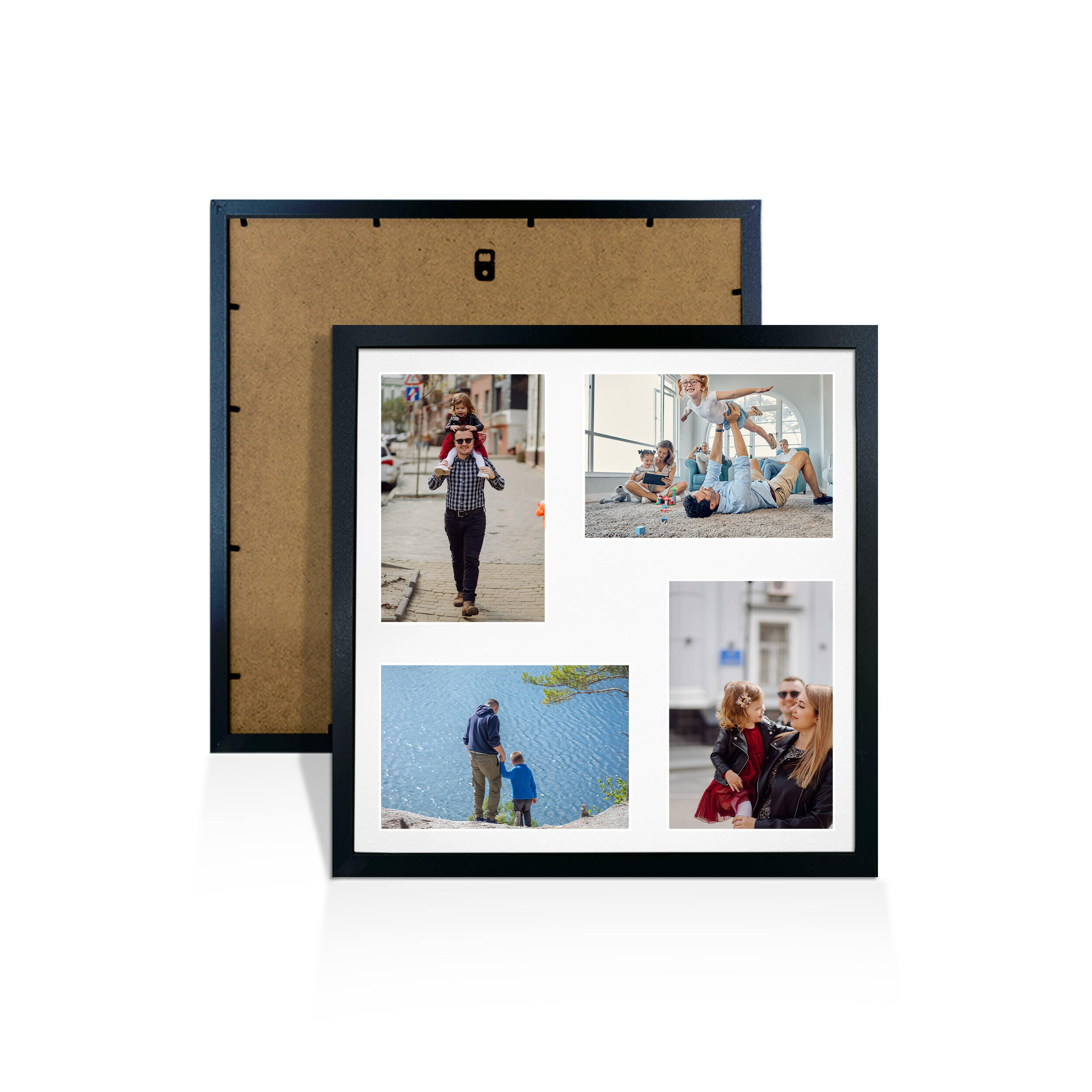 Black Colour Multi Aperture Photo Frame 6X4 (x4) Pictures – Collage Wall Frame For Family Photos – 12x12 Picture Frame Size