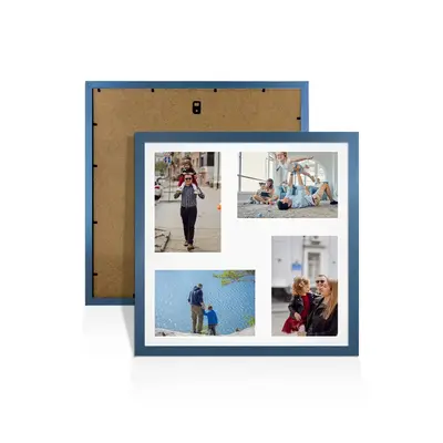 Navy Blue Colour Multi Aperture Photo Frame 6X4 (x4) Pictures – Collage Wall Frame For Loved Ones Photos – 12x12 Frame Size