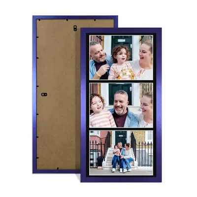 Purple Colour Multi Aperture Photo Frame 7X5 (x3) Pictures – Collage Wall Frame for Family Photos – 16x8 Picture Frame Size