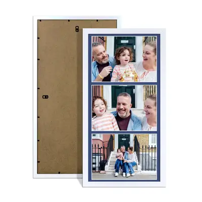 White Colour Multi Aperture Photo Frame 7X5 (x3) Pictures – Collage Wall Frame For Family Photos – 16x8 Picture Frame Size