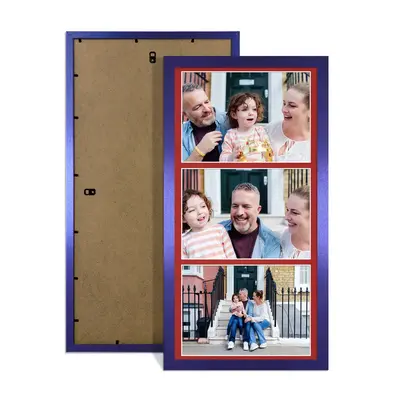 Purple Colour Multi Aperture Photo Frame 7X5 (x3) Pictures – Collage Wall Frame For Loved Ones Photos – 16x8 Frame Size