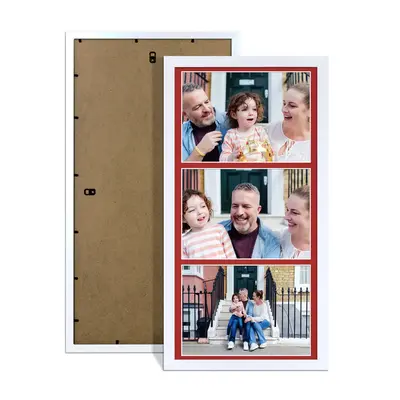 White Colour Multi Aperture Photo Frame 7X5 (x3) Pictures – Collage Wall Frame For Family Photos – 16x8 Picture Frame Size