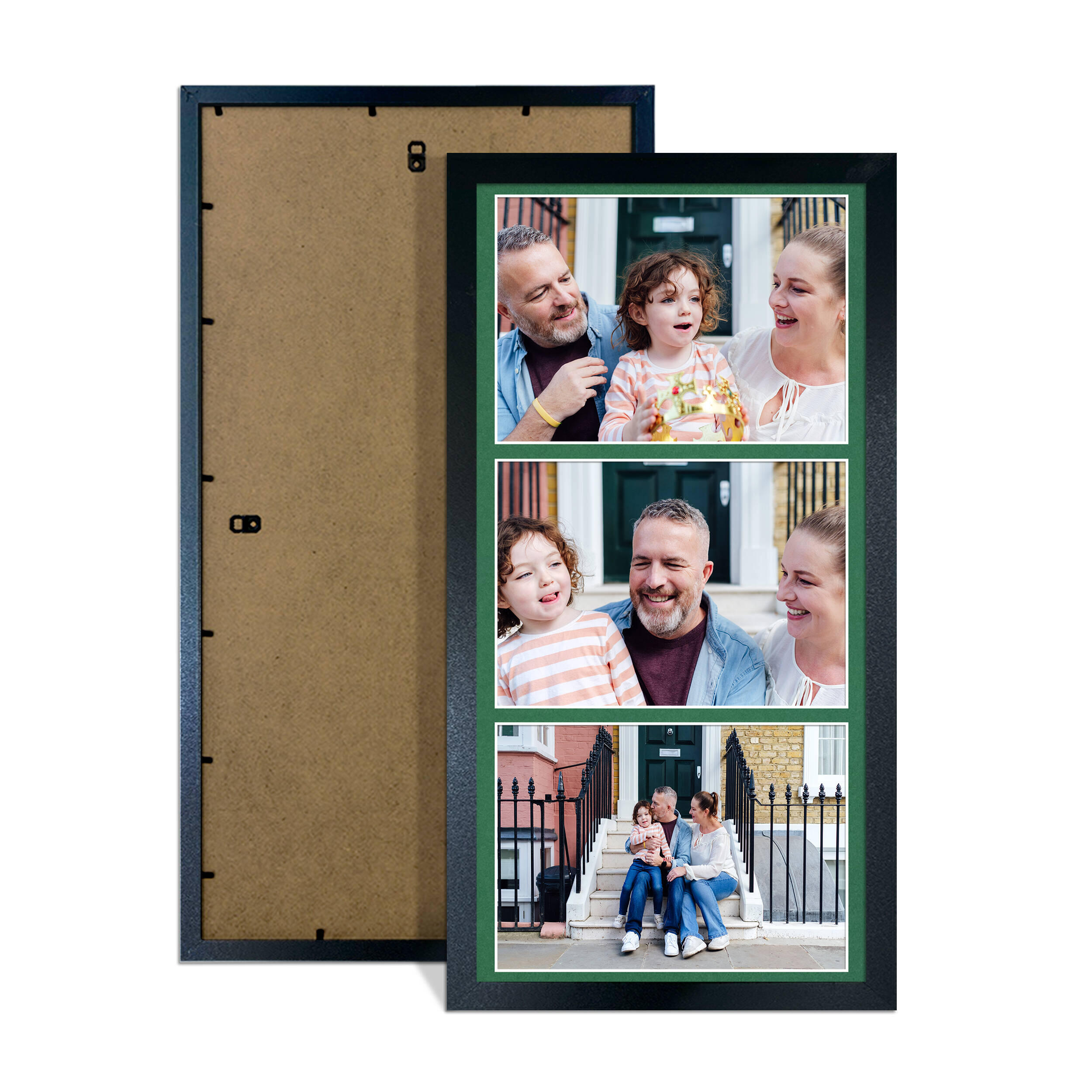 Black Colour Multi Aperture Photo Frame 7X5 (x3) Pictures – Collage Wall Frame for Family Photos – 16x8 Picture Frame Size