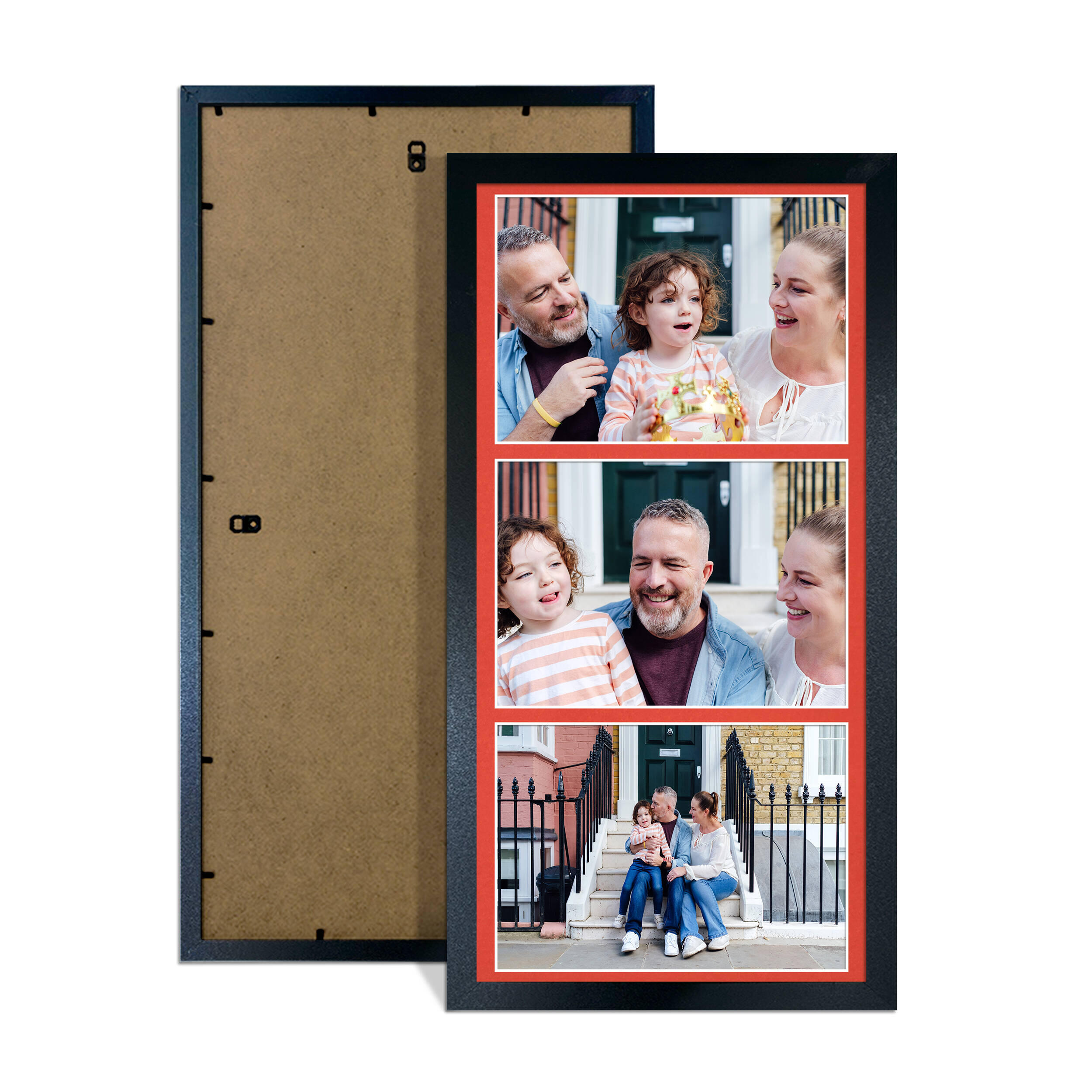Black Colour Multi Aperture Photo Frame 7X5 (x3) Pictures – Collage Wall Frame For Family Photos – 16x8 Picture Frame Size