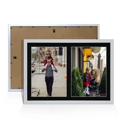 Silver Colour Multi Aperture Photo Frame A4 (x2) Pictures – Collage Wall Frame For Loved Ones Photos – 20x14 Frame Size