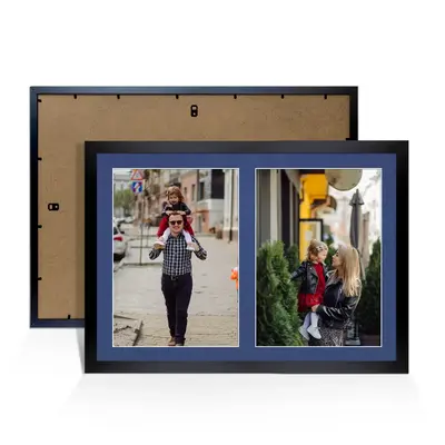 Black Colour Multi Aperture Photo Frame A4 (x2) Pictures – Collage Wall Frame for Family Photos – 20x14 Picture Frame Size