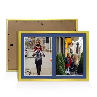 Gold Colour Multi Aperture Photo Frame A4 (x2) Pictures – Collage Wall Frame For Loved Ones Photos – 20x14 Frame Size