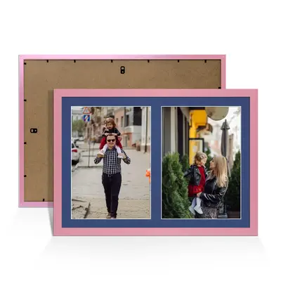 Pastel Pink Colour Multi Aperture Photo Frame A4 (x2) Pictures – Collage Wall Frame For Family Photos – 20x14 Picture Frame Size