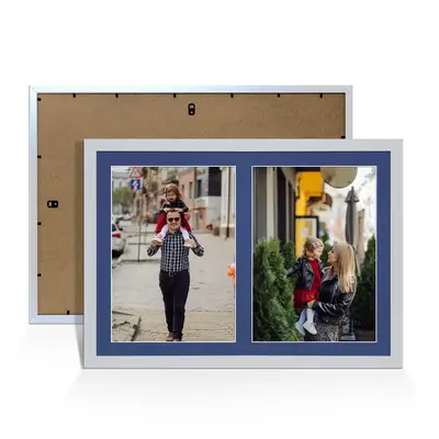 Silver Colour Multi Aperture Photo Frame A4 (x2) Pictures – Collage Wall Frame For Loved Ones Photos – 20x14 Frame Size