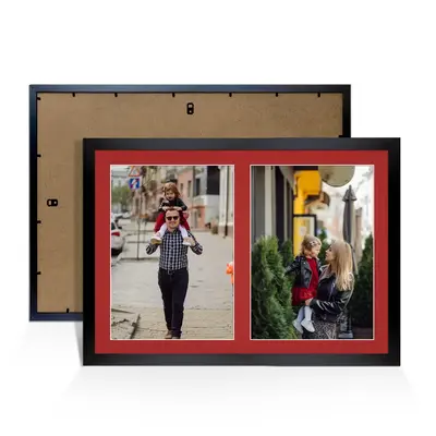 Black Colour Multi Aperture Photo Frame A4 (x2) Pictures – Collage Wall Frame For Family Photos – 20x14 Picture Frame Size