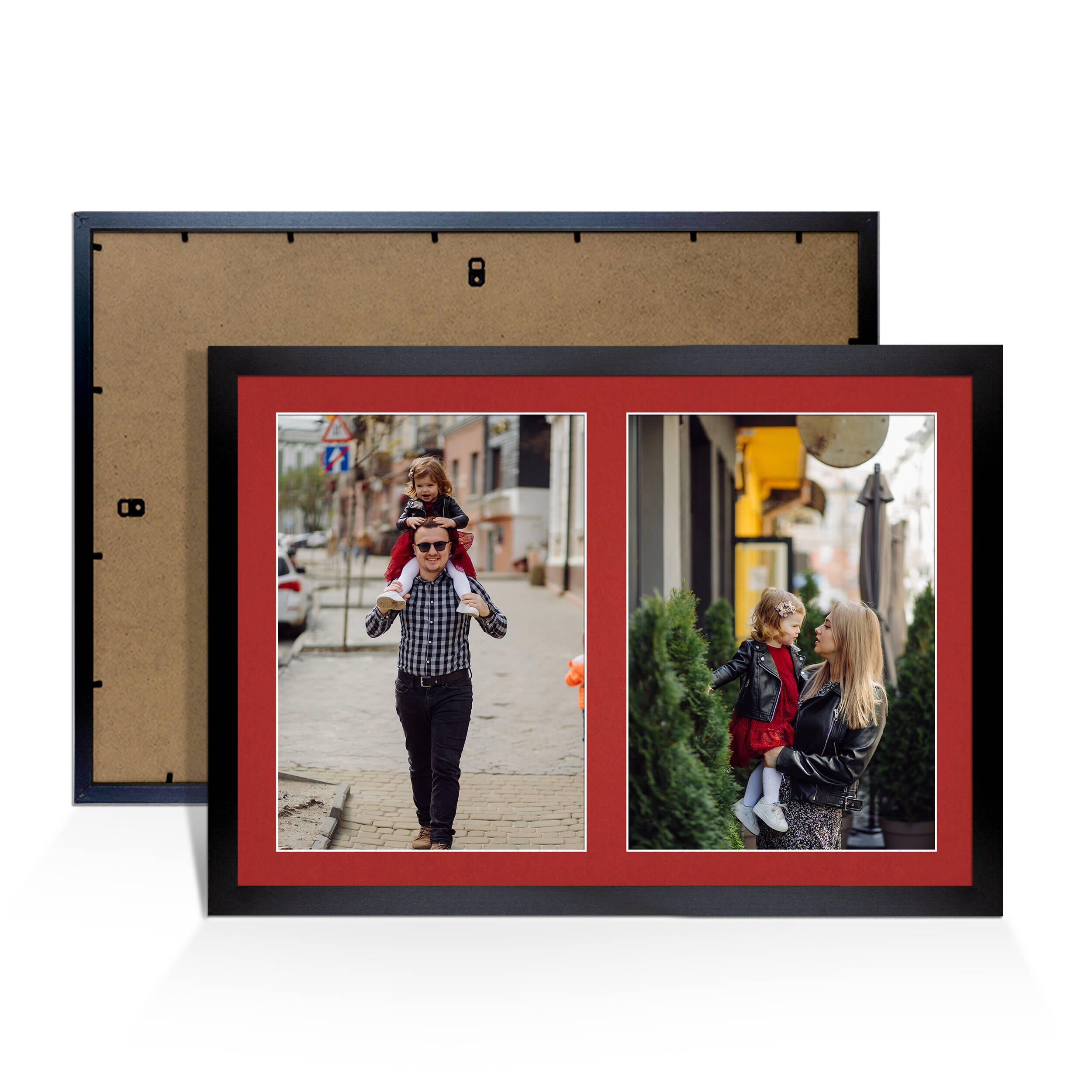 Black Colour Multi Aperture Photo Frame A4 (x2) Pictures – Collage Wall Frame For Family Photos – 20x14 Picture Frame Size
