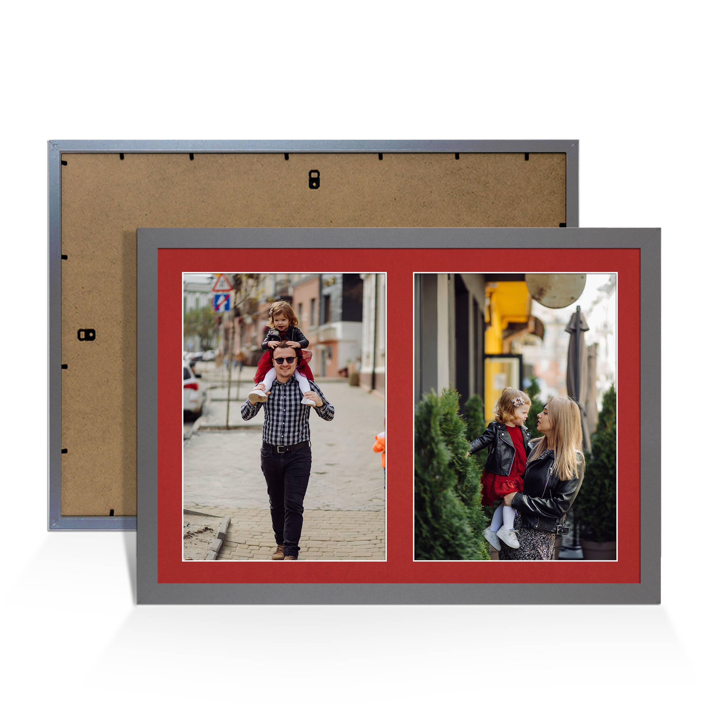 Dark Grey Colour Multi Aperture Photo Frame A4 (x2) Pictures – Collage Wall Frame For Family Photos – 20x14 Picture Frame Size