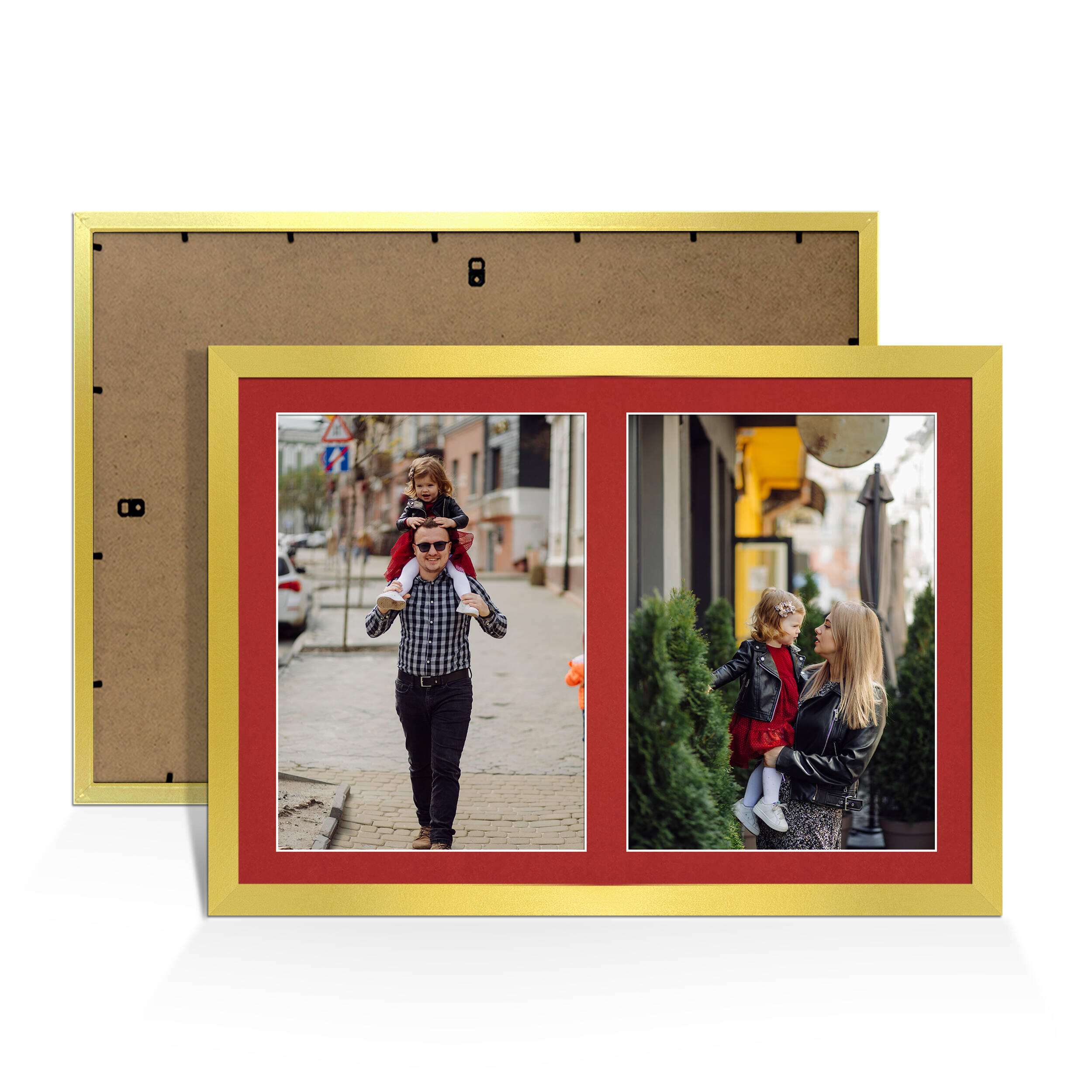 Gold Colour Multi Aperture Photo Frame A4 (x2) Pictures – Collage Wall Frame For Family Photos – 20x14 Picture Frame Size