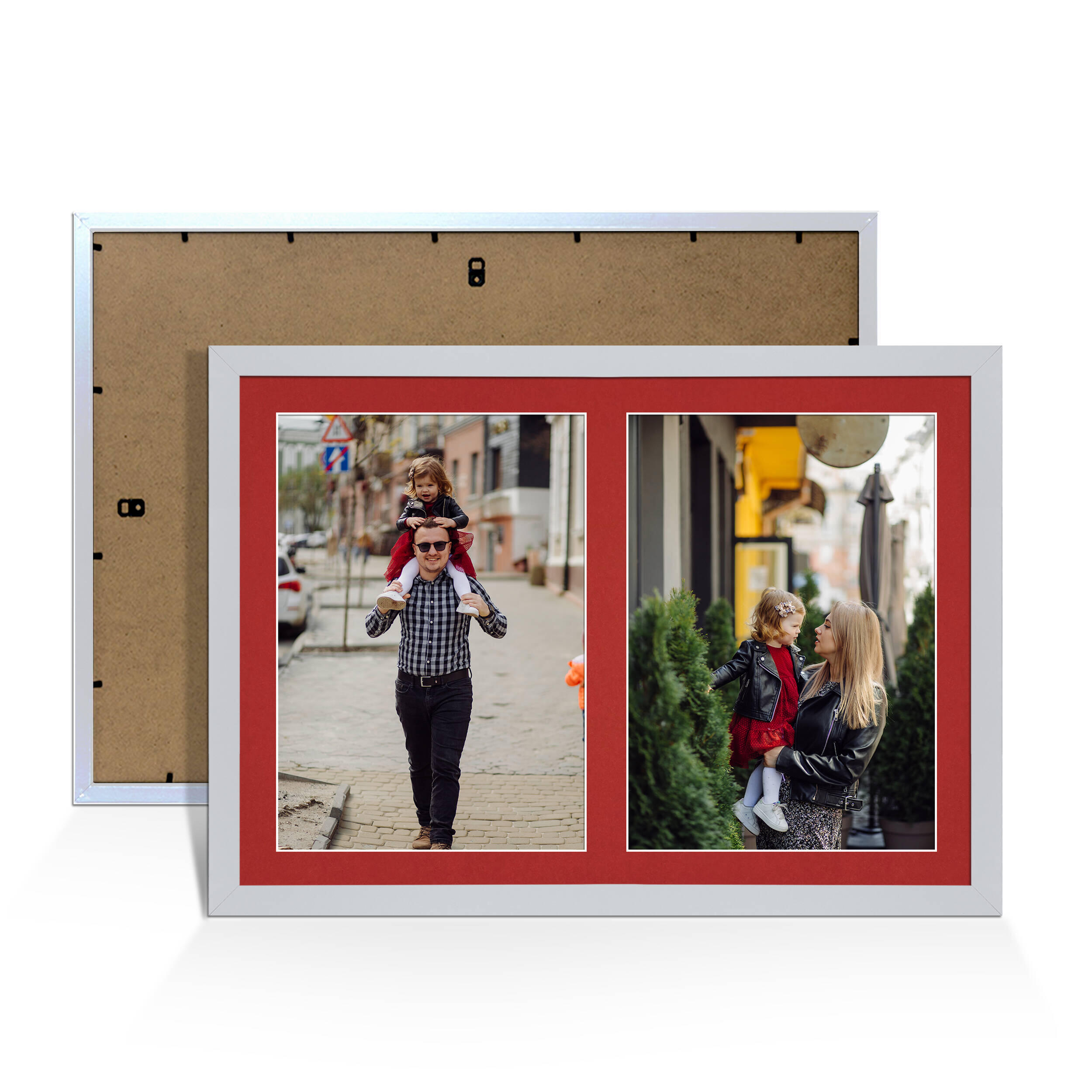 Silver Colour Multi Aperture Photo Frame A4 (x2) Pictures – Collage Wall Frame For Loved Ones Photos – 20x14 Frame Size