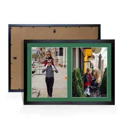 Black Colour Multi Aperture Photo Frame A4 (x2) Pictures – Collage Wall Frame for Family Photos – 20x14 Picture Frame Size