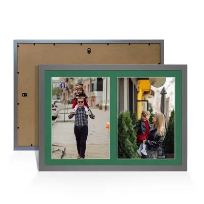 Dark Grey Colour Multi Aperture Photo Frame A4 (x2) Pictures – Collage Wall Frame For Loved Ones Photos – 20x14 Frame Size