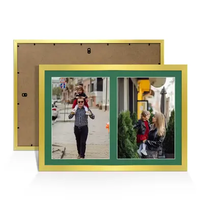 Gold Colour Multi Aperture Photo Frame A4 (x2) Pictures – Collage Wall Frame For Loved Ones Photos – 20x14 Frame Size