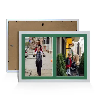 Silver Colour Multi Aperture Photo Frame A4 (x2) Pictures – Collage Wall Frame For Loved Ones Photos – 20x14 Frame Size