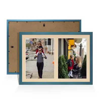 Navy Blue Colour Multi Aperture Photo Frame A4 (x2) Pictures – Collage Wall Frame for Family Photos – 20x14 Picture Frame Size