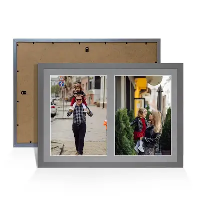 Dark Grey Colour Multi Aperture Photo Frame A4 (x2) Pictures – Collage Wall Frame for Family Photos – 20x14 Picture Frame Size